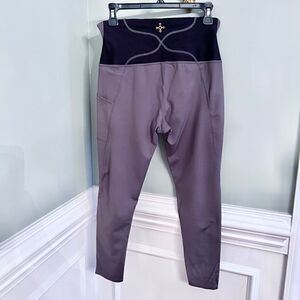 NWT Women's Tommie Copper Lower Back Support Leggings Gray Black Size LARGE